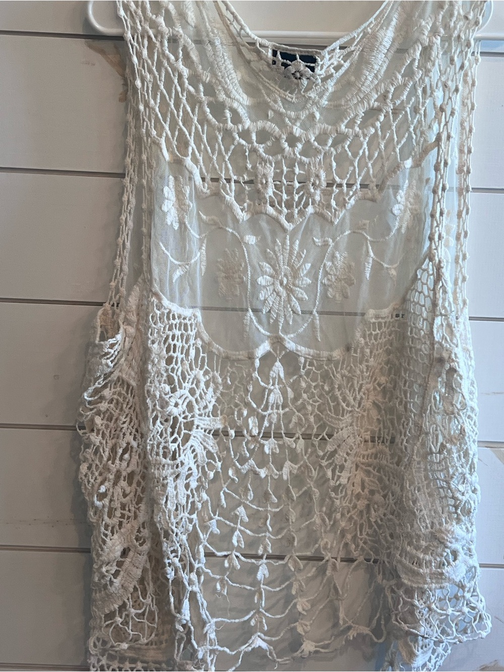 David and Young Cream Crochet Open-Front Vest - Picture 4 of 4